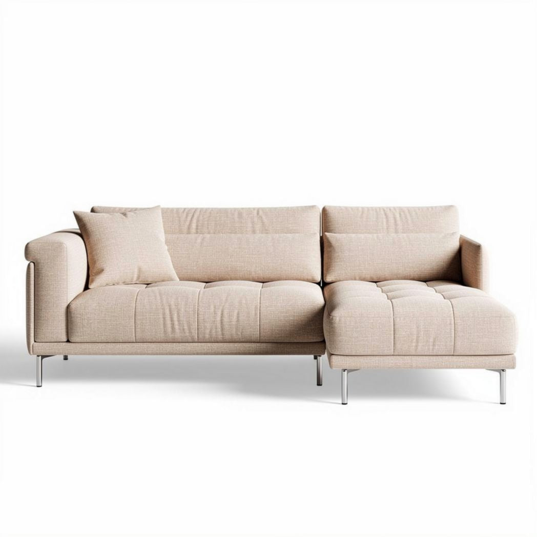 Curved fabric sectional sofa in brown for living room - 200 x 120 x 80cm