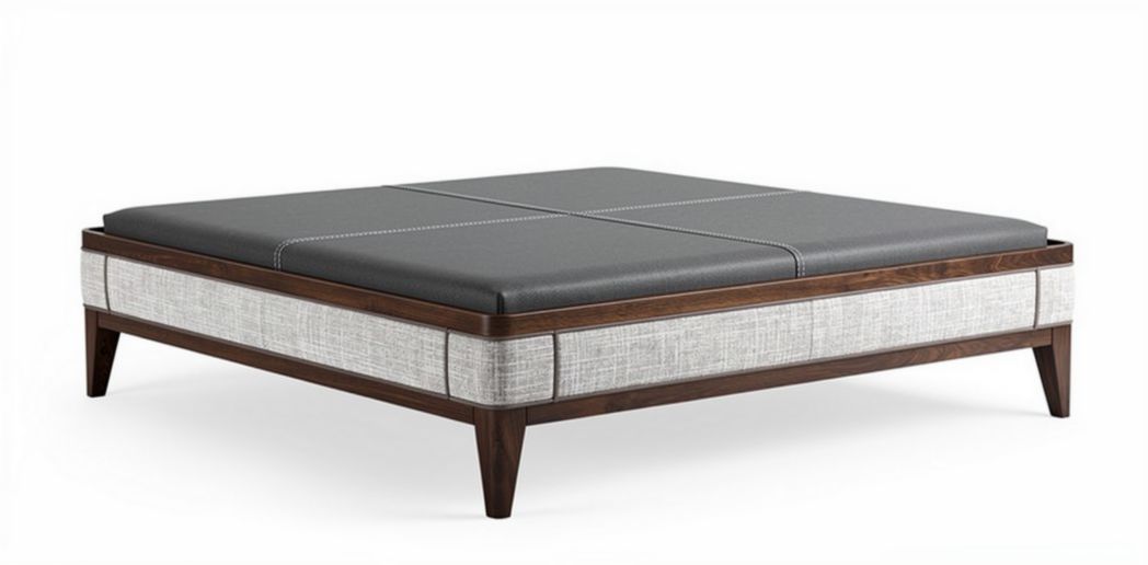 Wooden coffee table with upholstered surface - 180 x 180 x 30cm