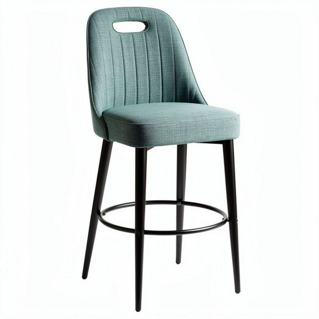 Fabric upholstered bar stool with metal legs - 45 x 45 x 110cm