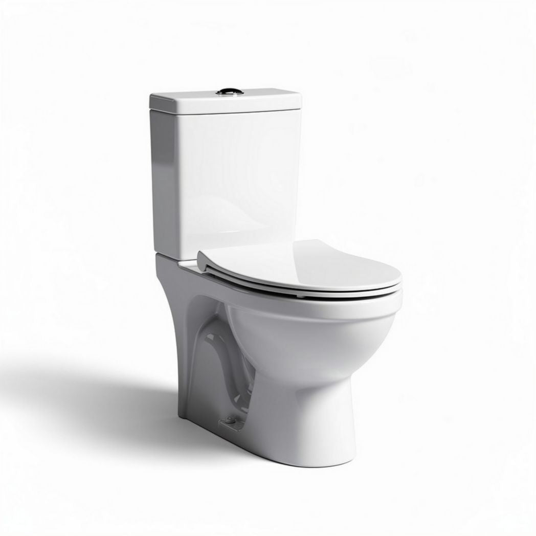 Compact ceramic toilet for bathroom installation - 70 x 40 x 80cm