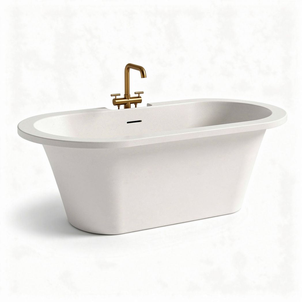 Freestanding oval soaking tub with faucet - 170 x 75 x 60cm