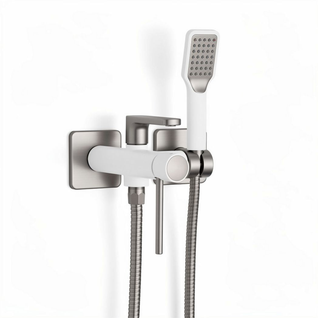 Wall-mounted bathroom faucet set with hand shower - 20 x 10 x 25cm